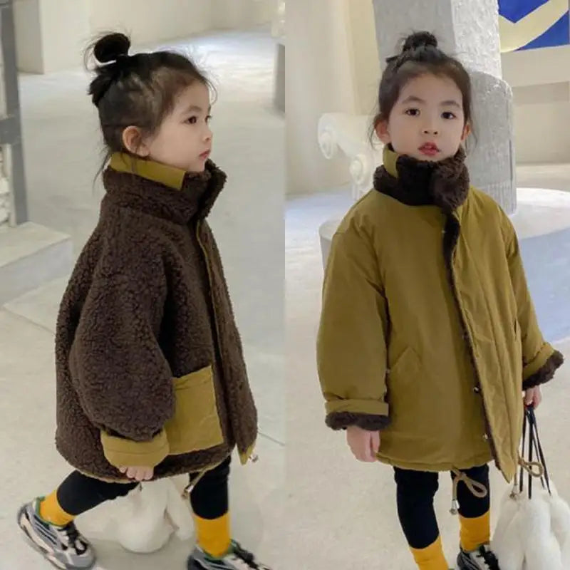 Children's Winter Children's Lamb's Wool Warm Coat Girls