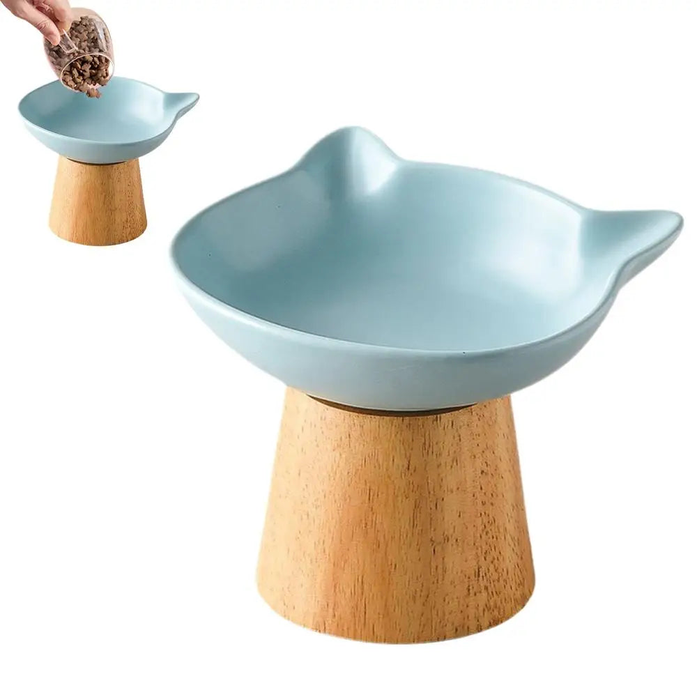 Raised Cat Food Dish Porcelain Feeder Dish With