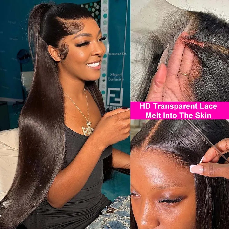 Straight Lace Front Wigs Human Hair Transparent 13x4