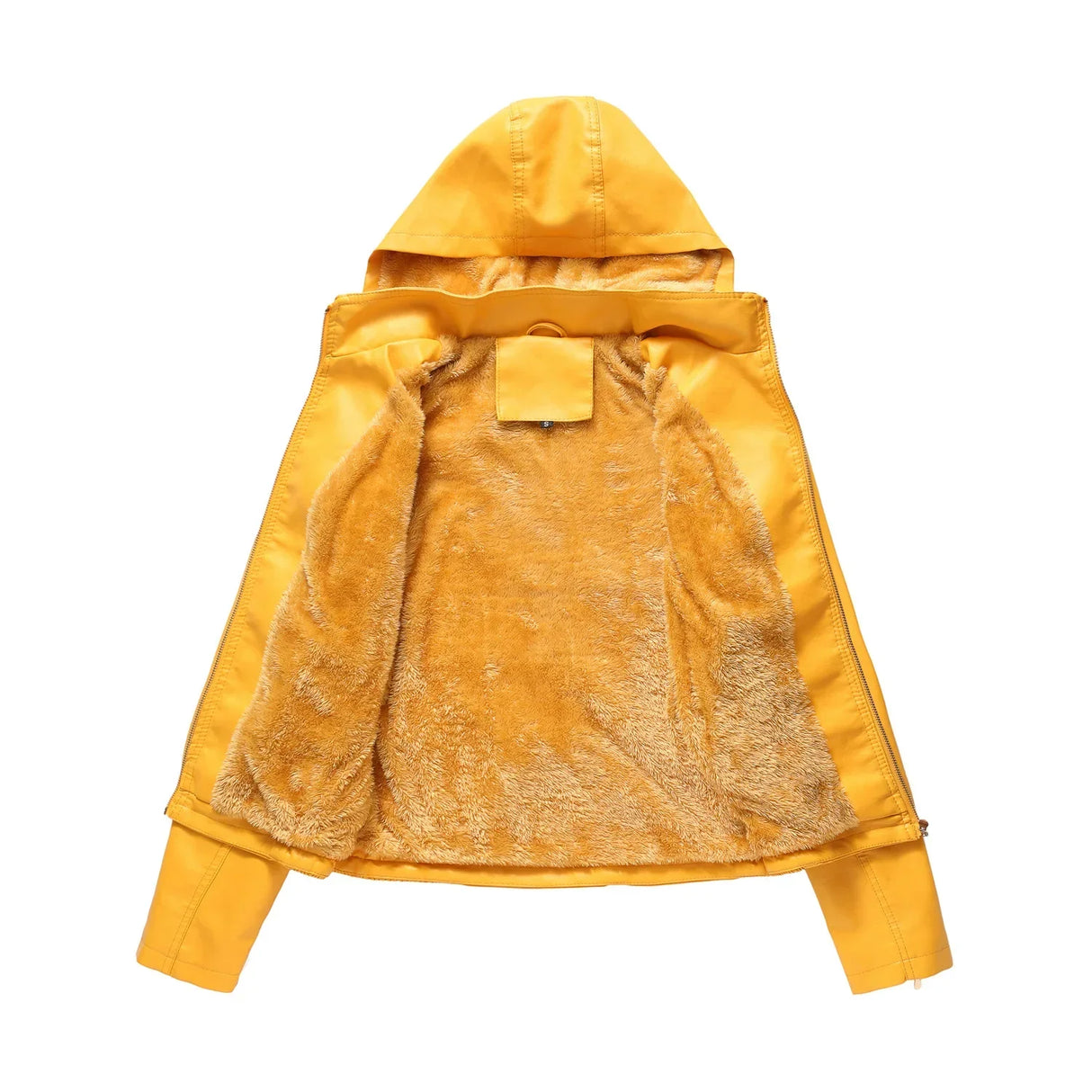 Women's Moto Biker Zipper Jacket Hooded Faux Fur