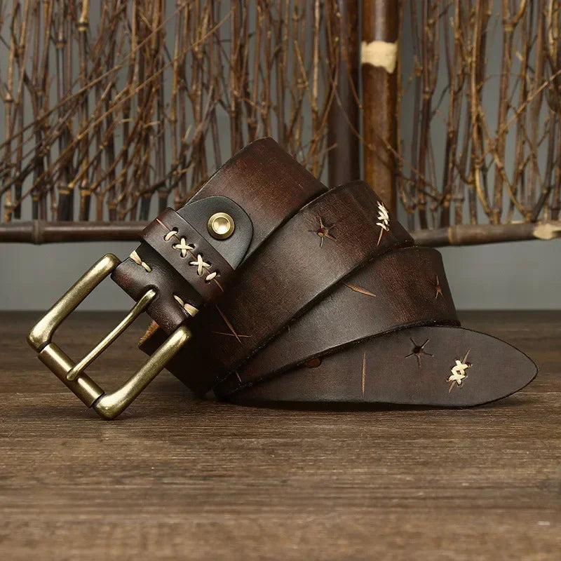 3.8CM Men High Quality Genuine Leather Belt Luxury