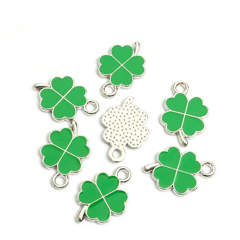 Dopamine Fourleaf Clover Enamel Charms 20pcs DIY Necklace