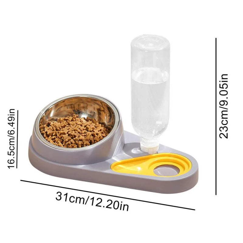 Tilted Cat Food Bowl Set Automatic Pet Water