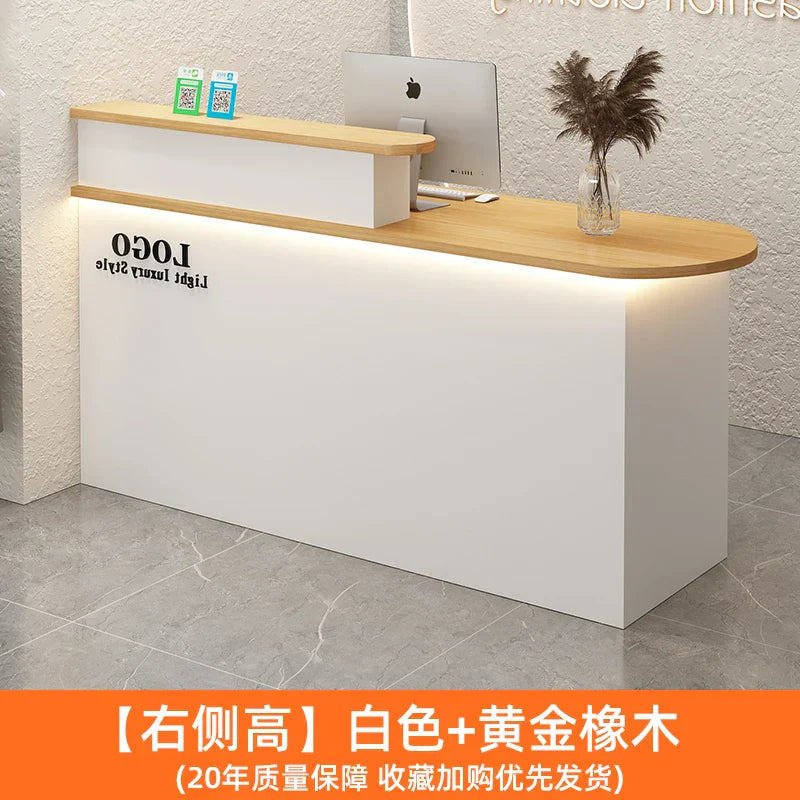 White Stylish Reception Desks Corner Light Bar Office