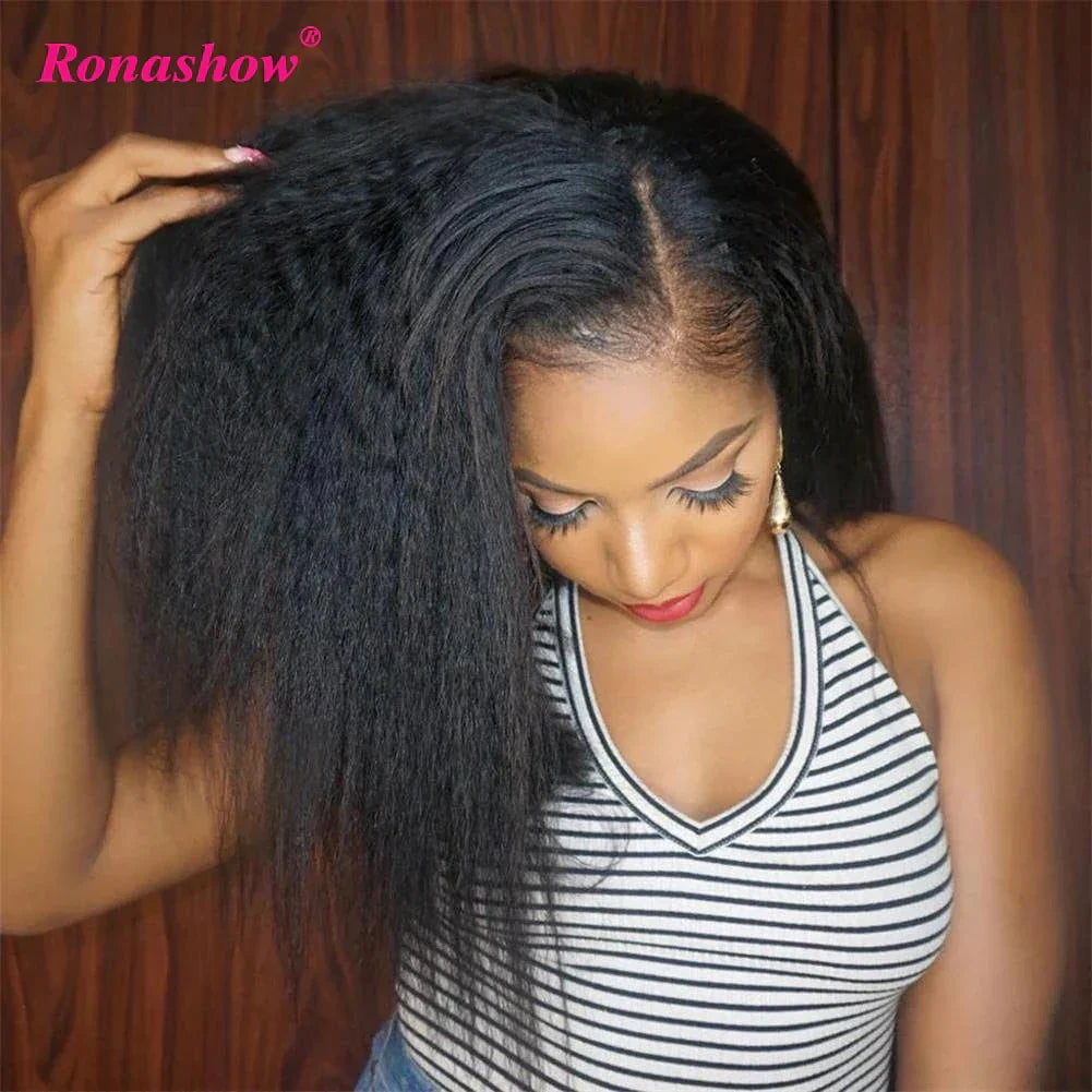 Kinky Straight V Part Wig Human Hair Wigs