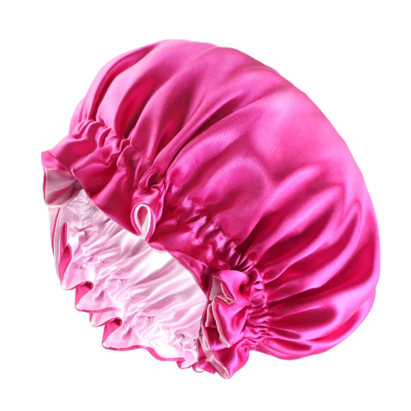 New Women Reversible Satin Bonnet Hair Caps Double