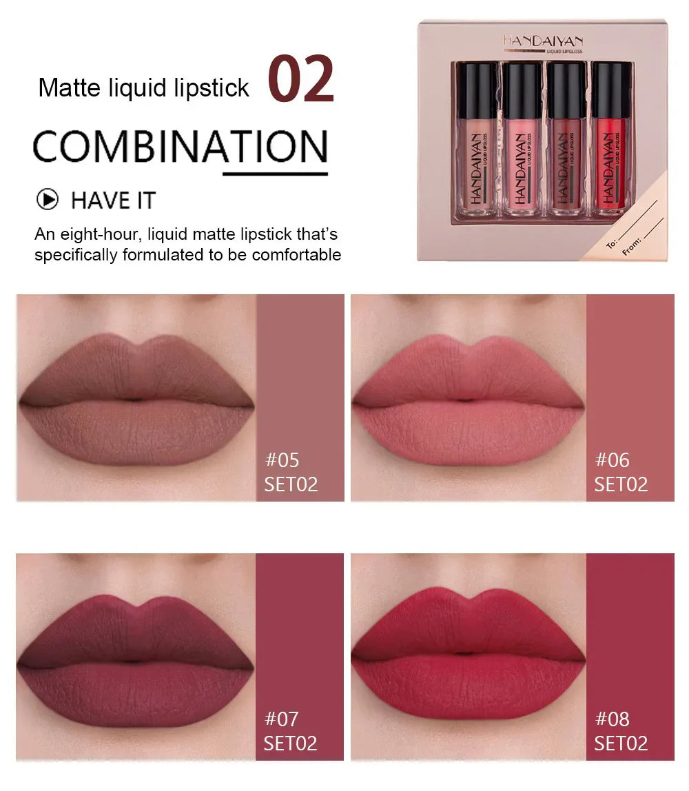 HANDAIYAN Lipstick Set Sexy 4 Colors Lip Gloss