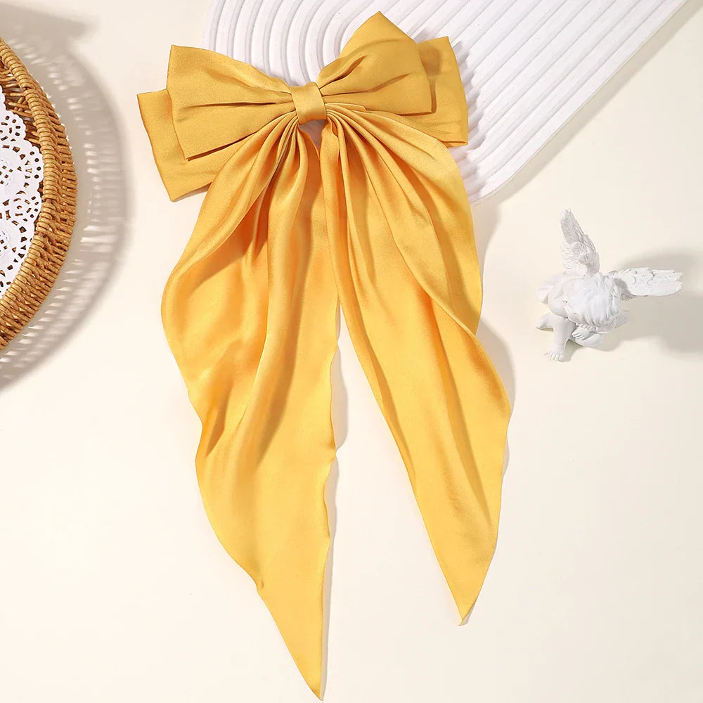 Fashion Two-layers Bowknot Streamer Hairpin Woman Girl Satin