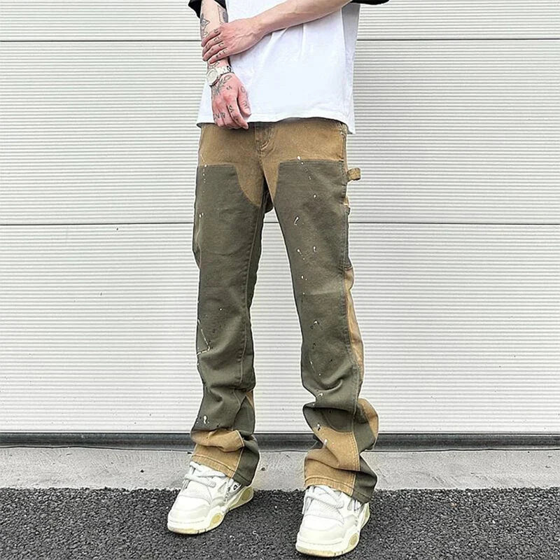 High Street Spliced Speckled Ink Micro Flare Pants