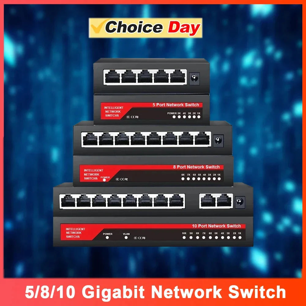 KuWFi Gigabit Network Switch 1000Mbps Ethernet Switch 5/8/10