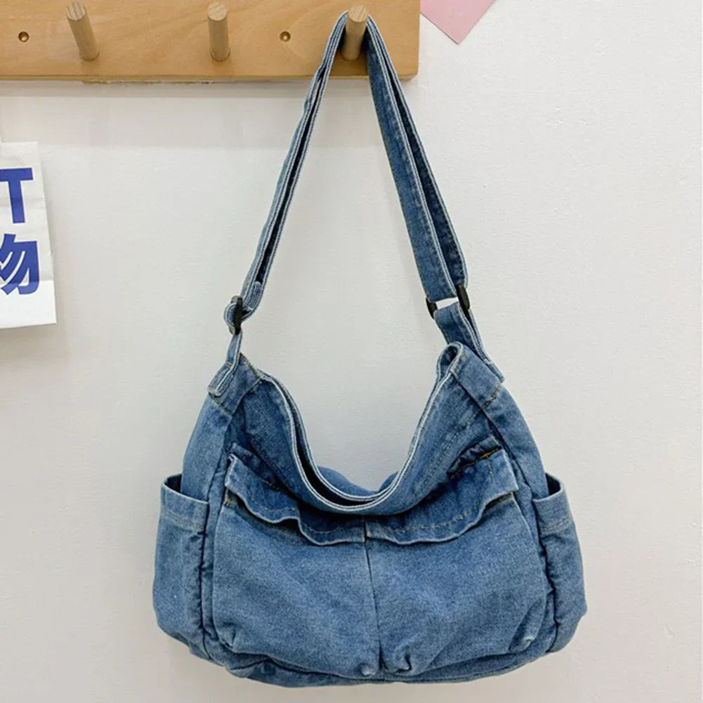 Denim Vintage Messenger Bag Retro Jeans Tote Bag