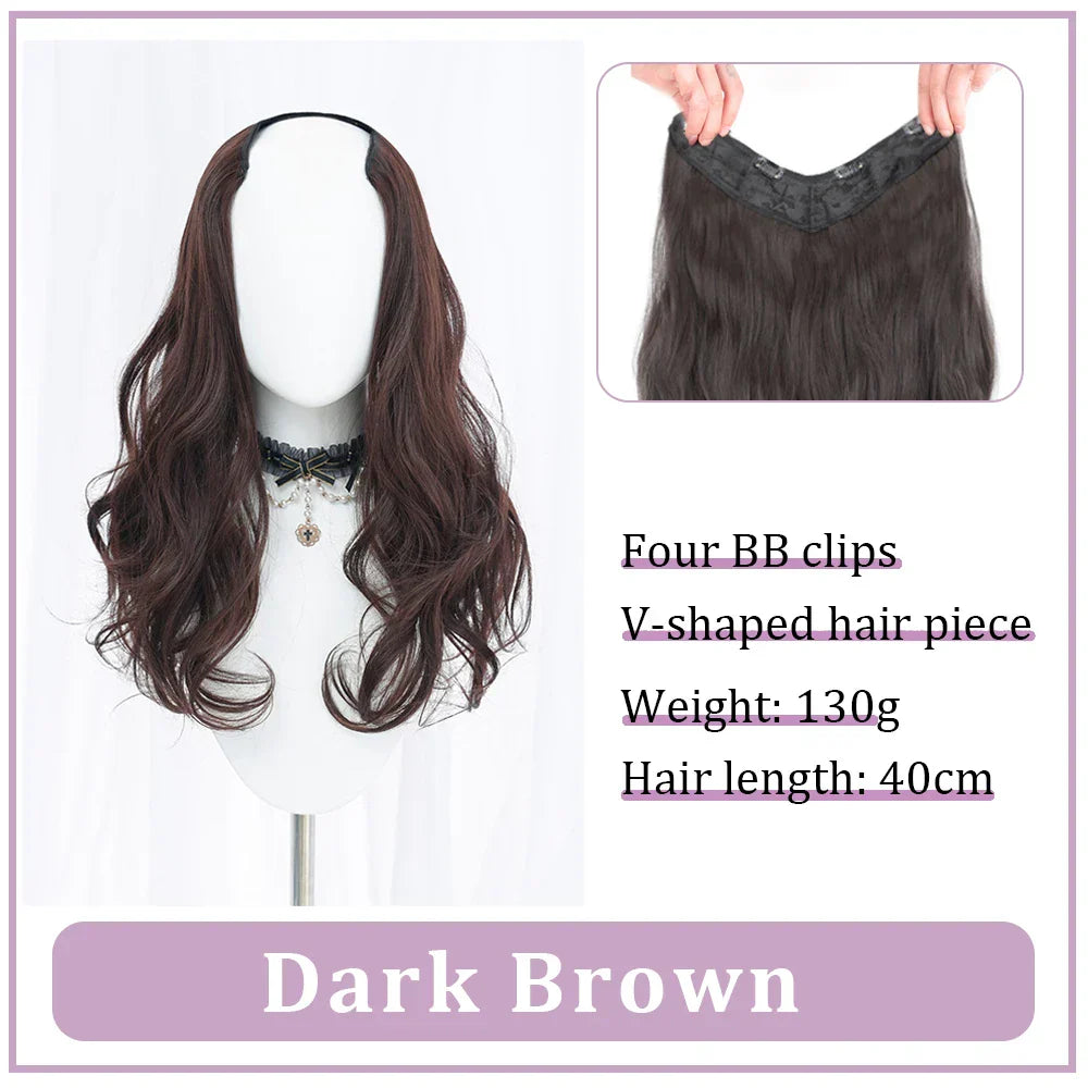 WEILAI Women's V-Shaped Long Hair Extension Synthetic Wig