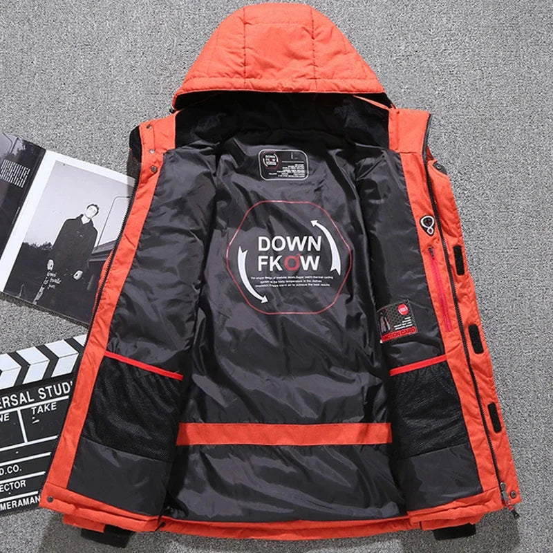 Men's White Duck Down Jacket Warm Hooded Thick