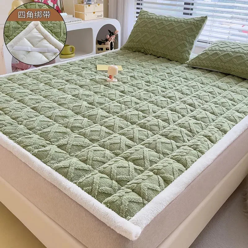 Winter Soft Fleece Mattress Toppers Home Dormitory Single