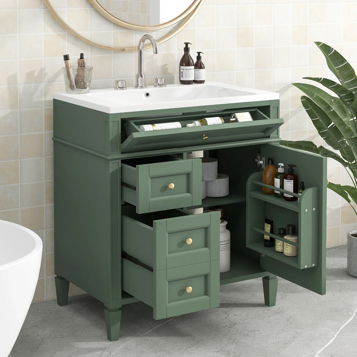 30'' Bathroom Vanity with Top Sink,Bathroom Storage Cabinet