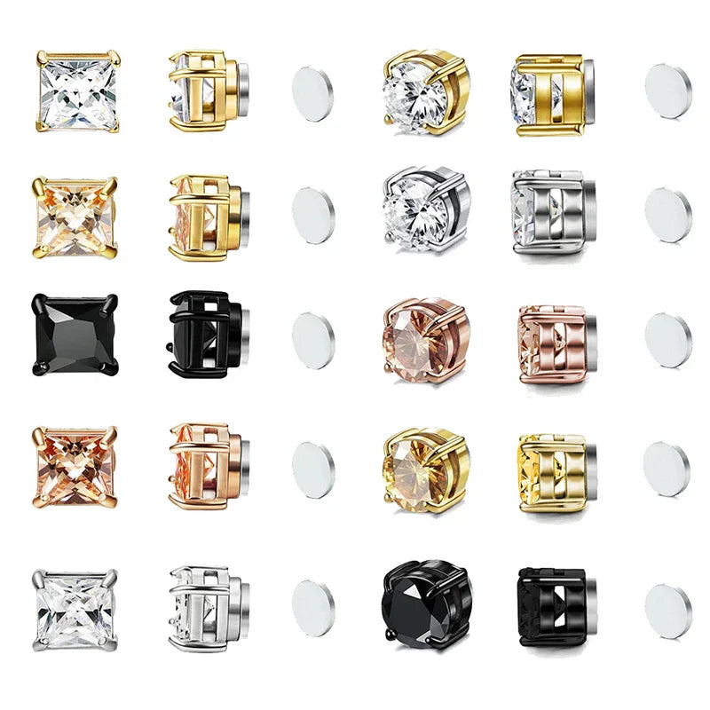 Stainless Steel Magnetic Stud Earrings Men Women Black