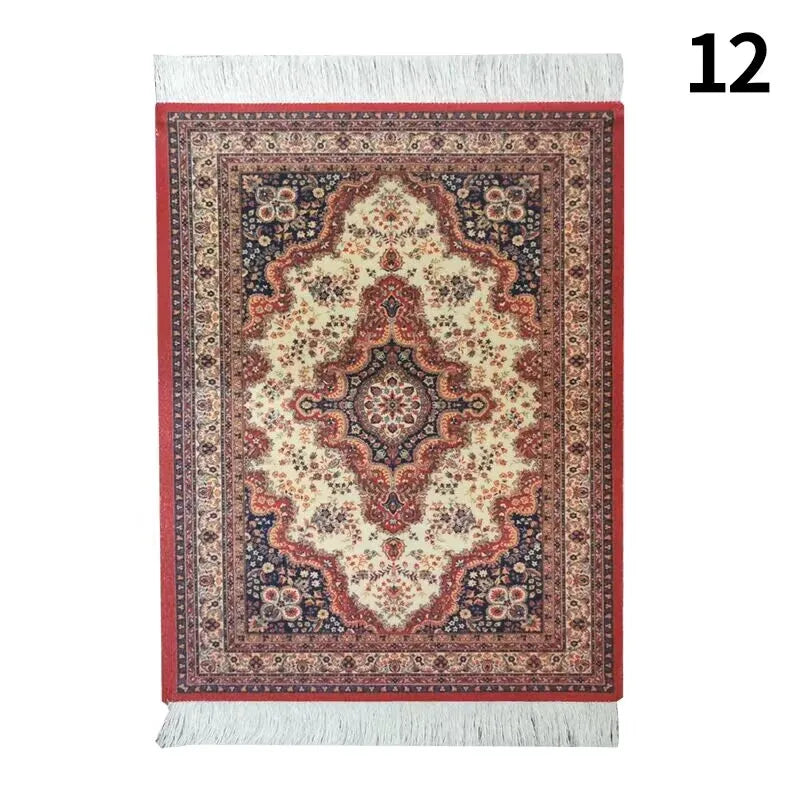 Persian Mini Woven Rug Mat Mousepad with Fring