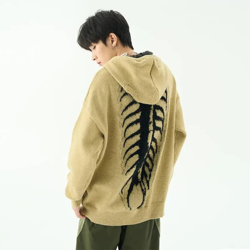 Hip Hop Hooded Sweaters Men Winter Oversized Knitwear