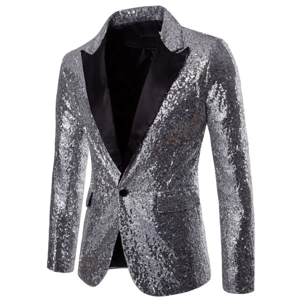 Men's Suit Round Sequin Pocket Single Row Button