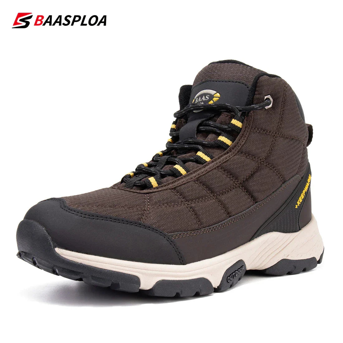 Baasploa Men's Cotton Shoes Waterproof Outdoor Travel Hiking