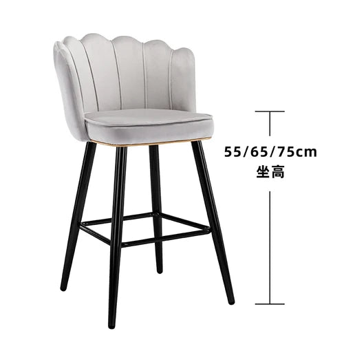 Leather High Bar Chair Modern Nordic Luxury Blue