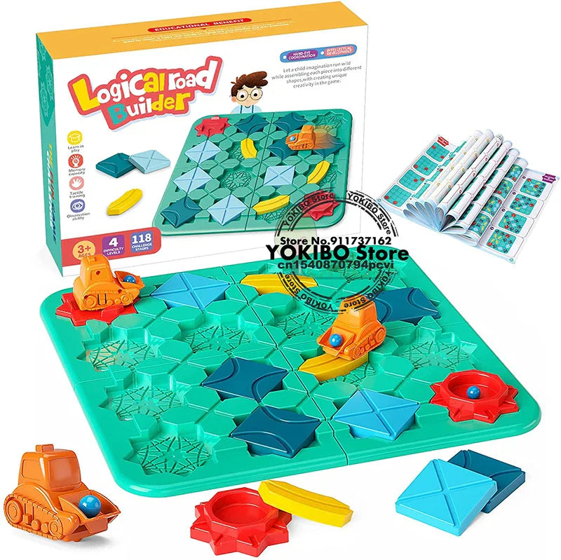 Logic Board Game Kids Marble Run Blocks Puzzle