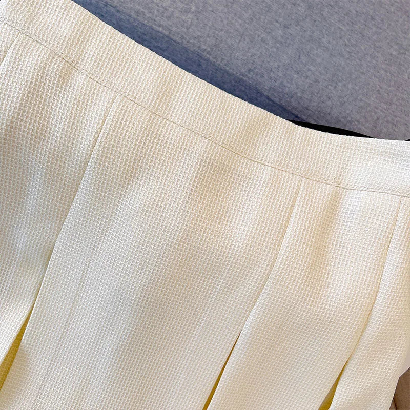 63638 Womens Thin Pleated Skirt Simple Short Skirt