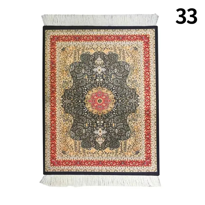 Persian Mini Woven Rug Mat Mousepad with Fring