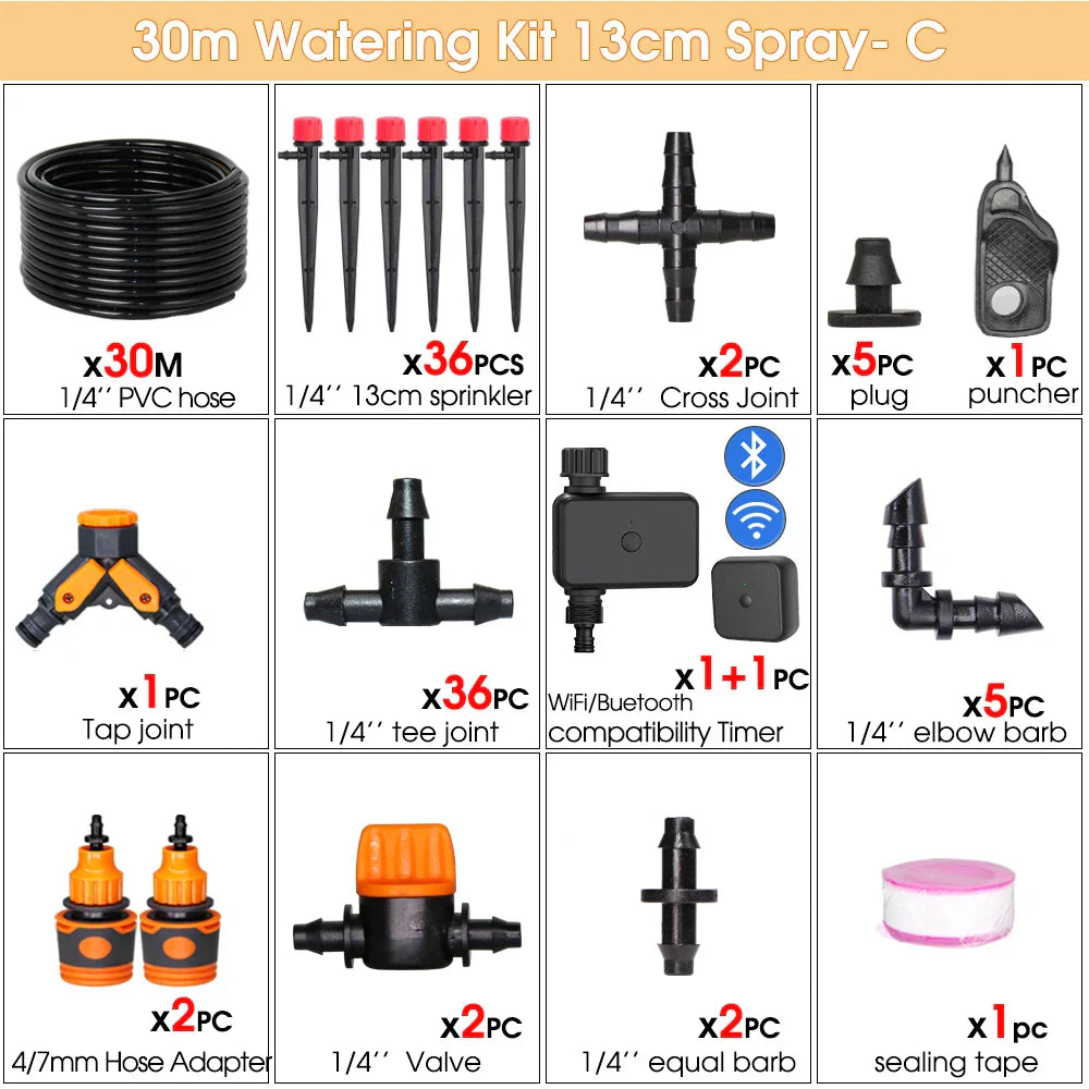 30/50M Tuya WiFi/Bluetooth Compatible Timer Automatic Irrigation Equipment