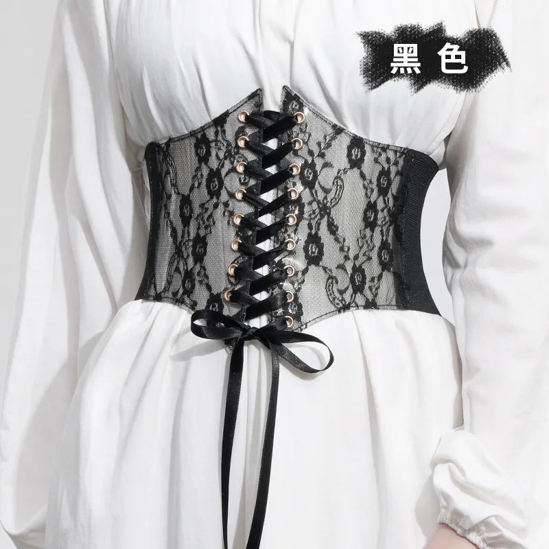 Fashion Women Waist Corset Flower Embroidery Elastic Waistband
