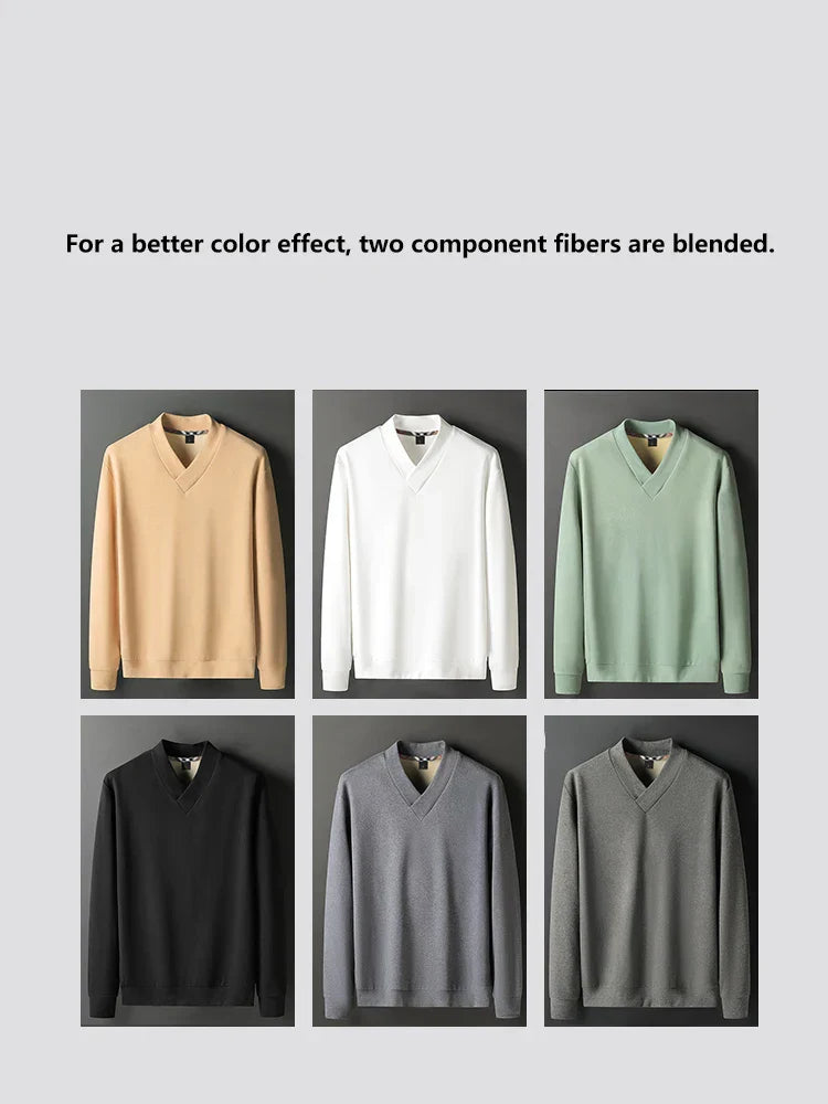 100 Double sided velvet men's V-neck long sleeved
