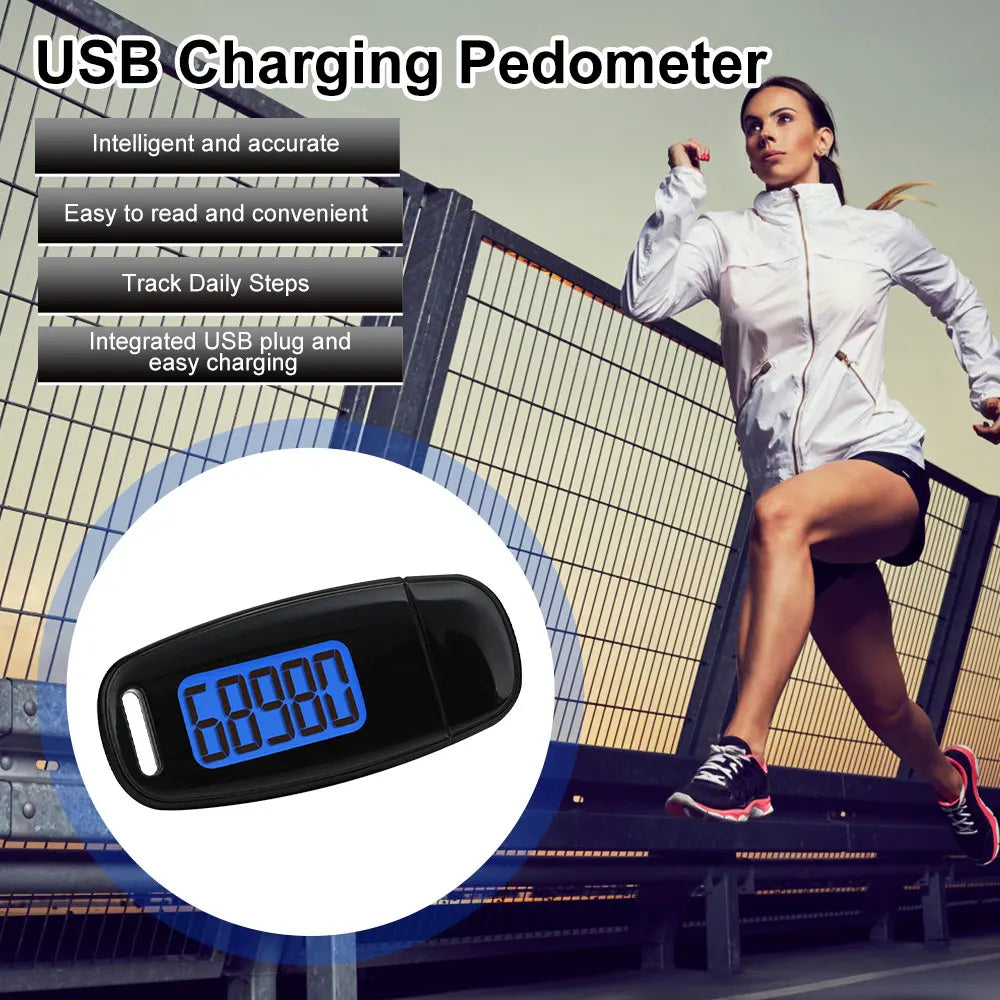 3D Digital Pedometer Mini Simple Walking Step Counter