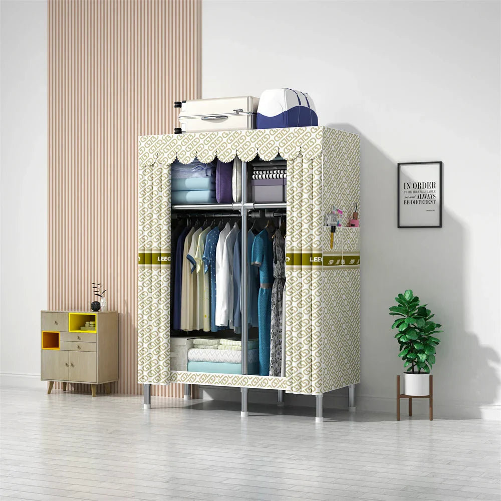 LEEGOHOME Wardrobe 85/110/130/150/170x45CMx170CM Closet Wardrobe with 23MM Steel