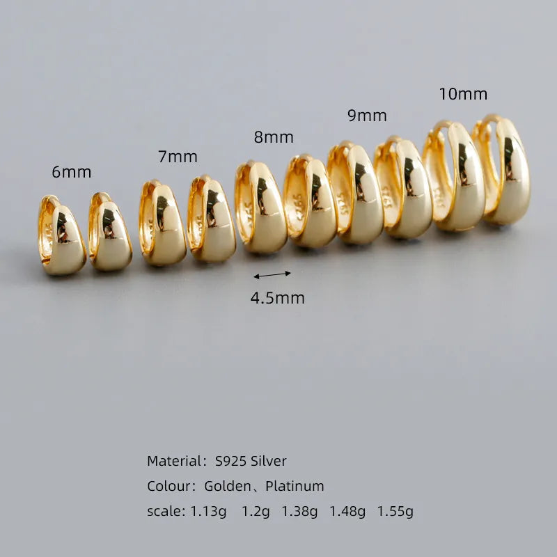 WANTME 925 Sterling Silver Simple Wide Huggies Gothic