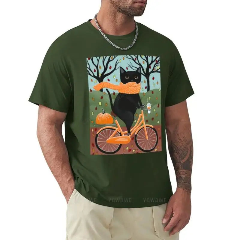 summer men t-shirt brand top Black Cat Autumn