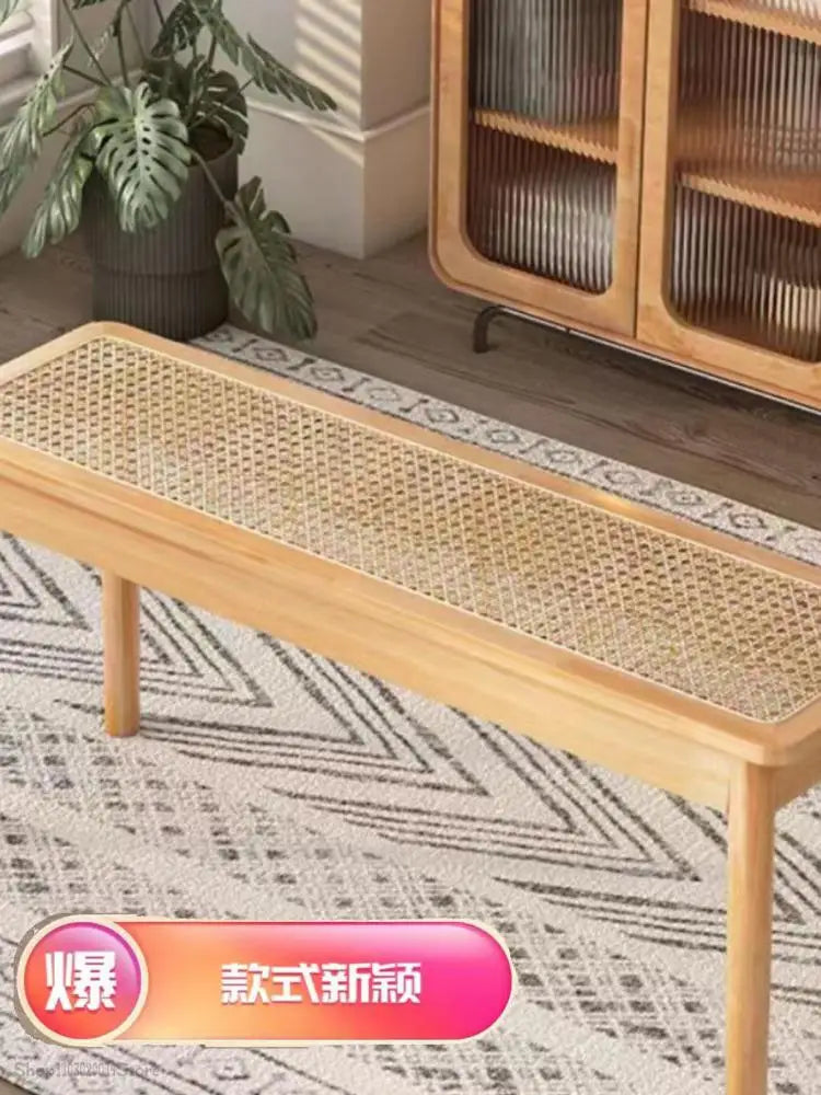Rattan Bench Chandigarh Chair Household Solid Wood Dining