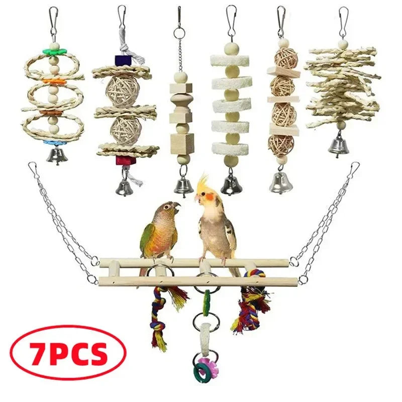 Toys Standing Bell Swing Toy Parrot Bird Combination
