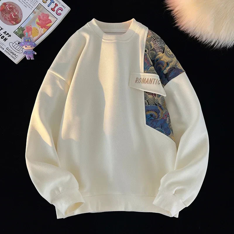 New Autumn Men's Pullover Sweatshirt Harajuku Embroidered Bear