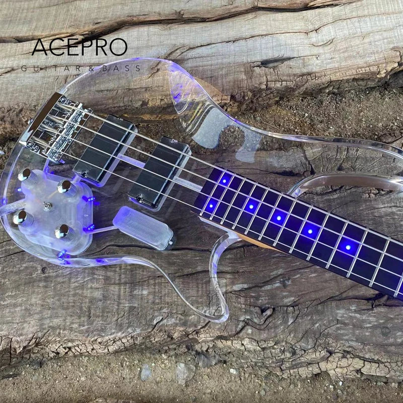 4 String Blue LED Lights Electric Bass Guitar,