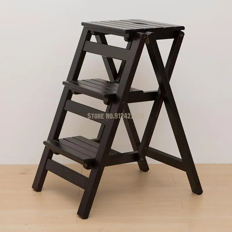 Solid Wood Household Multifunctional Folding Ladder Chair Indoor