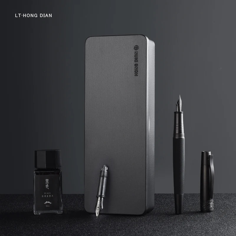 LT Hongdian 6013 Black Metal Fountain Pen Titanium
