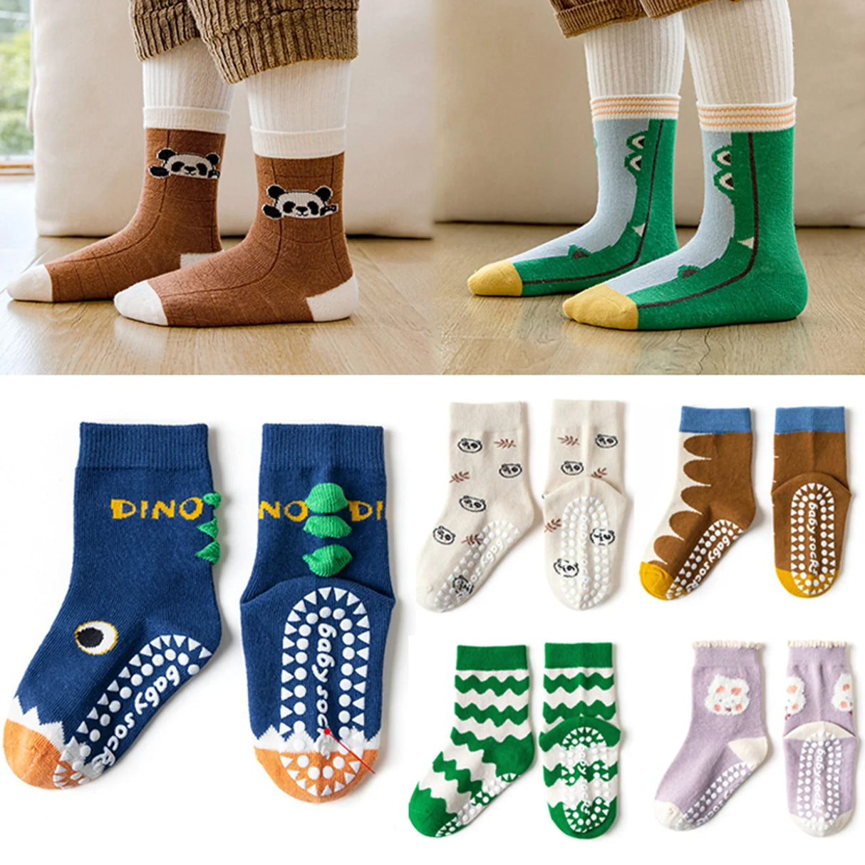5 Pairs Children's Socks Cotton Non-slip Socks Floor