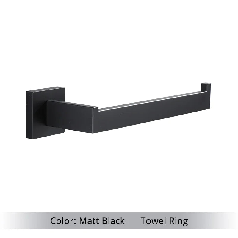 Bathroom Hardware Set Accessories Matt Black Shelf Robe