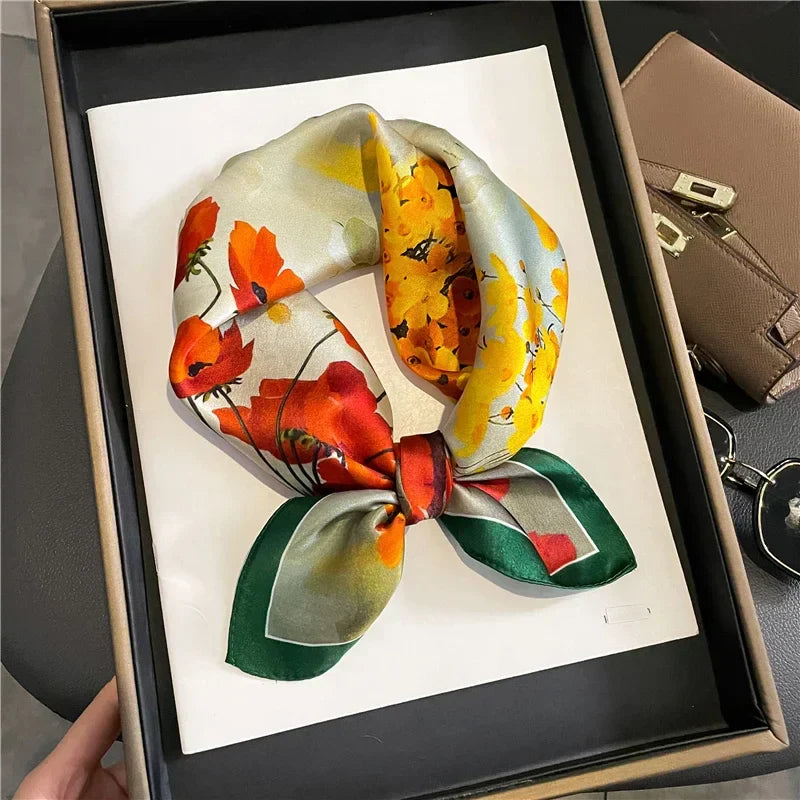 100 Real Silk Square Scarves Women Bandana High