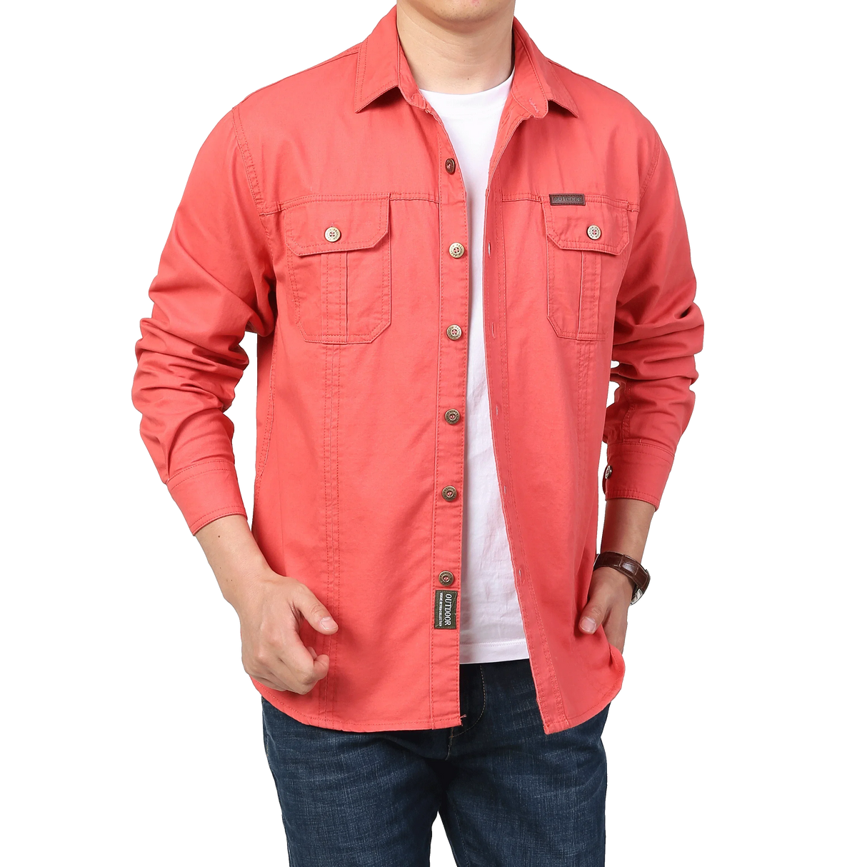 Men's Clothing Military Tactical Shirts Multi-Pockets Work Cargo