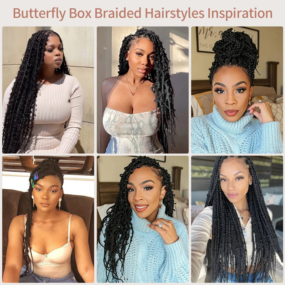 Kalyss 36" Square Knotless Butterfly Box Braided Wigs