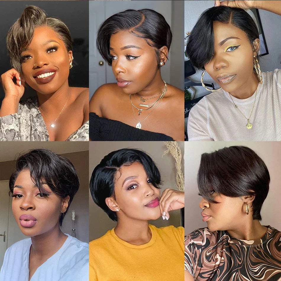 Pixie Cut Wig Transparent Lace Human Hair Wigs