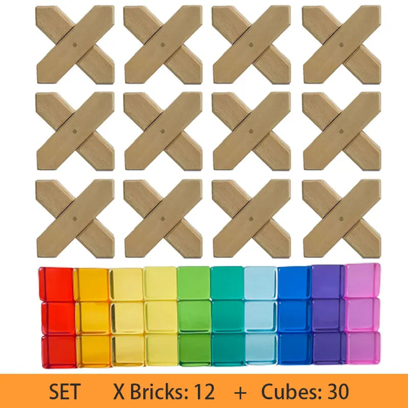 Acrylic Cubes Rainbow Gem Blocks Transparent Stacking Toys