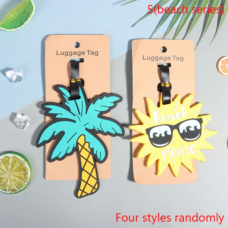 1PC Cute Cartoon Hawaiian Flamingo Silicone Luggage Tag