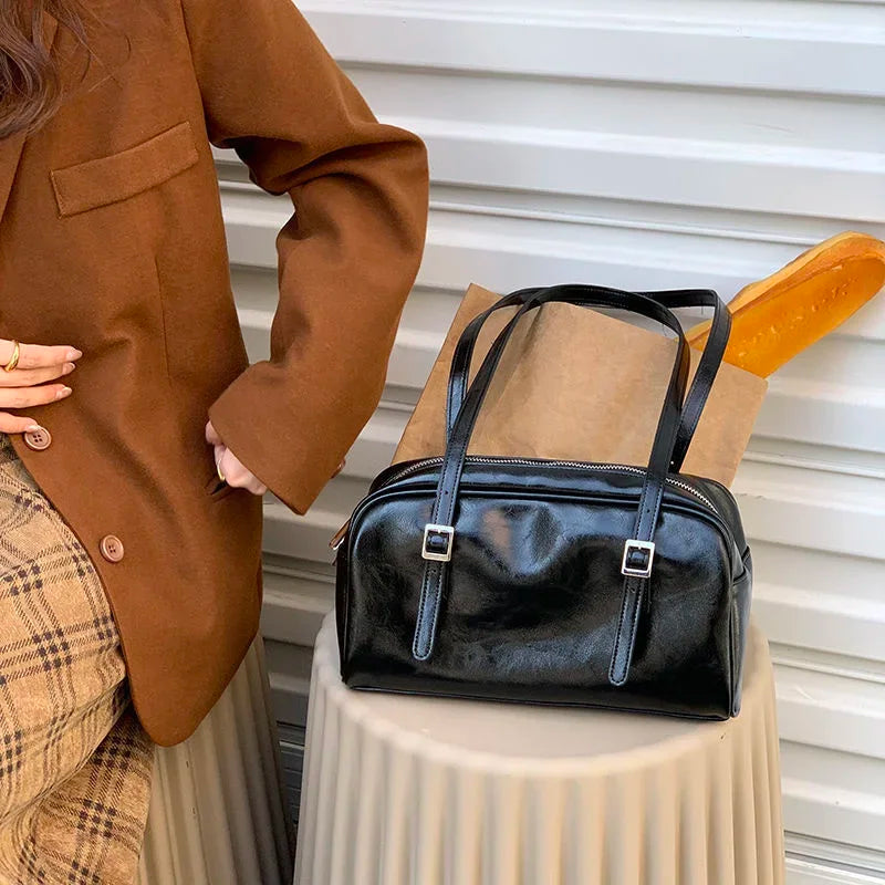 Women Top-handle Bags Spring New Green Leather Shoulder
